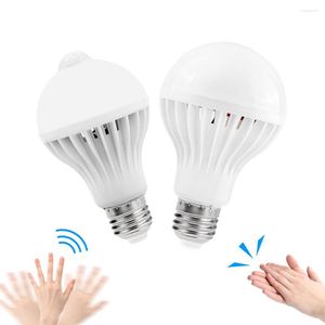 3-12W LED hareketli ses sensörü lambası E27 Evrensel Güvenlik Gece Işığı AC 85-265V Tasarruf Enerji Ampulleri Pir Decor Ampoule