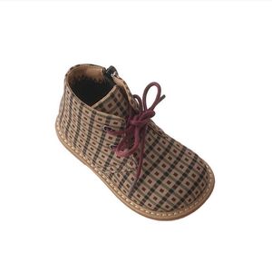 Boots British Style Children Short Handsome Autumn Boys Single Fashion Girls Retro Lattice Baby Soft Warm Shoes T220925