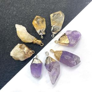 Charms Kamień naturalny nieregularny kształt cytrynowy wisiorek 10–45 mm ametyst uroku biżuteria tworząca DIY Naszyjnik