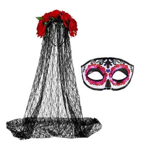 Opaski na głowę Rose Rose Headpiece Halloween Veil Floral Kostum