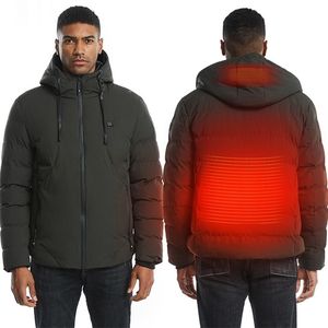 Herren Daunenparkas Männer Frauen Baumwollmantel USB Smart Elektrisch beheizte Jacken Winter verdicken Kapuze Outdoor Wandern Skibekleidung 7XL 220923