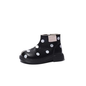 Boots Autumn Girls Leather Little Princess Dots Print Short Baby Cute Soft Shoes Children Single T220925