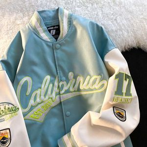 Damenjacken Retro Y2K Lederbestickte Damenjacke Übergroßer Buchstabe Straße Harajuku Baseballuniform Paar Lässig Lose