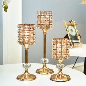 Candle Holders Candlestick Vintage European Home Decoration Accessories Modern Living Centro De Mesa Decoracion Crystal BDCH