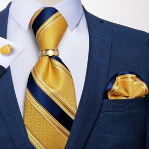 Мужские галстуки-бабочки шириной 8 см в желтую полоску, шелковый галстук, карманный квадратный запонка, брошь, комплект колец, формальный галстук для вечеринки для DiBanGu