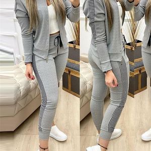 Kvinnors träningsdräkter Kvinnor Två stycken Set Outfits Autumn Women's Tracksuit dragkedja Top and Pants Casual Sport Suit Winter 2 Piece Woman Set 220924