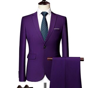 Men's Suits Blazers Blazers Pants Sets 2019 New Fashion Groom Wedding Dress Suits Men's Casual Business 2 Piece Suit Jacket Coat Trousers M-6XL