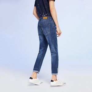 Mäns jeans män fyra säsonger män mid-midjig trend casual bomullsungar sömmar stretch rakben kläder beskurna