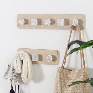 Hooks Rustic Coat Rack Wall Mounted Wood Hanger Key Holder Home Decor Clothes Storage Hook Hangers For Entryway Bathroom