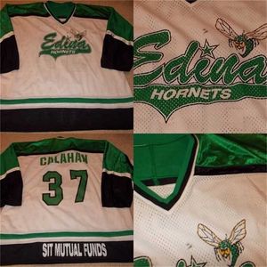 Gla Mit VTG-Edina Hornets Minnesota High School Game Indossato Maglia da hockey usata 100% ricamo cucito s Maglie da hockey