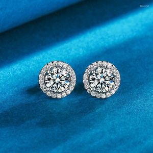 Stud Earrings 1 Carat Diamond Test Past Round Brilliant Cut D Color Moissanite Silver 925 Original Gemstone For Women