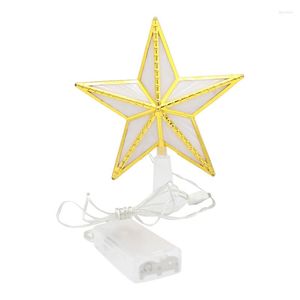 Juldekorationer träd 3D plaststjärna med LED -lyser upp USB -batteridriven bondgård Treetop Lamp Xmas Holiday Party Decoration