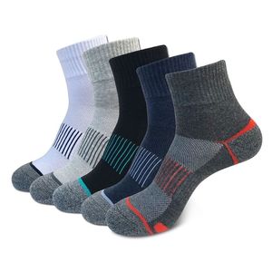 Erkek çorap 5 paket erkek spor ayak bileği çorap pamuk yastıklı çeyrek çorap atletik basketbol kalın sıkıştırma açık koşu çorapları 220923