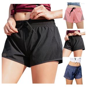 Kvinnors shorts Kvinnor Running Women Pocket Mesh Breattable Ladie Girl Short Solid Seamless Workout Yo-Ga Gym snabbtorkade sportkläder