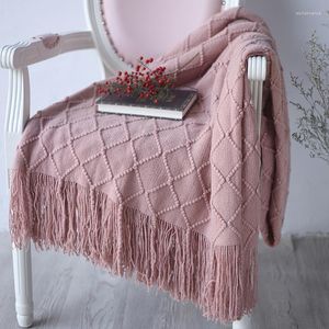 Blankets Multicolor Blanket Texture Solid Soft Sofa Towel Decorative Knitted