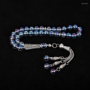 Strand Tasbih österrikisk kristall 8mm pärlor med metall tofs stil kvinnor bön present muslimska rosenkransbröllop gåvor