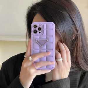 Fashion Phone Cases For iPhone 15 Pro Max 14 Pro Max 12 13 14Plus 15Pro 11promax XS X XR Square Plaid Tpu Luxury Brand Purple Black White Shockproof Cover Designer