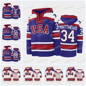 GLA MITNESS Miracle On Ice USA Hockey Pullover Bluver Trevor Zegras Jonathan Quick Mike Mike Matthew Boldy Jack Hughes Blake Wheeler Matt Roy Cole