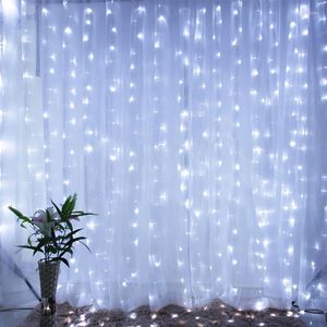 Strings 3x3m LED de cortina de casamento de Natal Luzes de cordas 8 modos IP44 300 LEDs Diodo Garlands Decoração de jardim de fada em fada