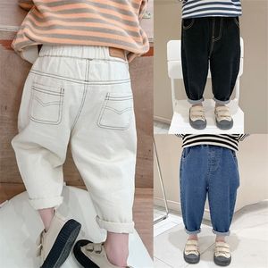 Jeans Baby Boy Girl Loose Fashion Korean Style Casual Solid Color Spring Autumn Childrens Denim Pants For 17 Years 220922