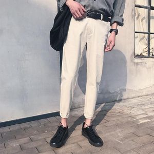 Calça masculina 2022 Spring Trend Versão coreana do campus solta solta pequena cor sólida de cor sólida clássico selvagem casual casual