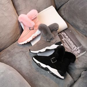 Stövlar mode vinter gilr snö flickor skor spädbarn varm plysch utomhus päls baby komfort barn bomullskvinnor sneakers t220925