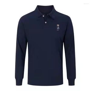 Erkek polos hombre küçük at yüksek kaliteli polo üst 3#erkek uzun kollu gömlek camisa işlemeli homme ayı klasik moda eril