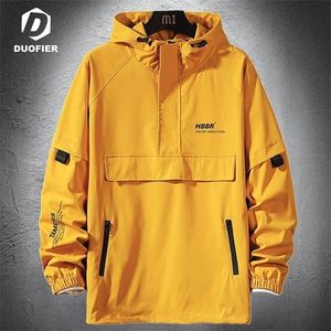 Men's Jackets Jacket Spring Autumn Trendy Thin Pullover Hooded Hip Hop Streetwear Male Casual Coat Yellow Outerwear Windbreaker 220924