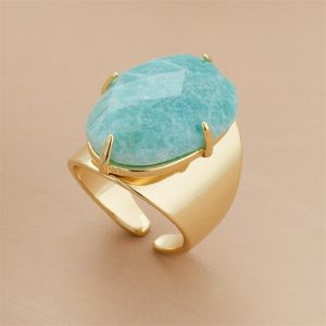 Cluster-Ringe, große Steinringe, hochwertiger Schmuck, Mode, Goldfarbe, Luxus-Party-Ring, Größe 7 220922