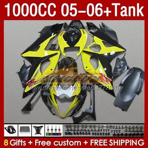 FAIRINGS TANK OEM för Suzuki GSX-R1000 GSXR 1000 CC K5 GSXR1000 2005 2006 BODY 157NO.81 GSXR-1000 GSX R1000 2005-2006 1000CC 05 06 Injektion Mögelmässa FAIRING STOCK GUL