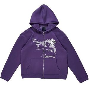 Kvinnors hoodies tr￶jor grafiska tryck high street harajuku retro ￶verdimensionerade tr￶ja l￶sa casual zip up hoodie kl￤dtoppar 220924