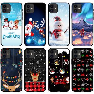 Christmas Phone Cases Festival Theme voor iPhone 14 Plus Pro Max Xmas Merry Santa Claus Hoed Boom Snowman Flexibel Soft TPU Shell iPhone14 13 12 11 8 7 Fashion Cover