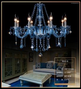 Ljuskronor Maria Theresa Crystal Chandelier Lamp Home Decoration Modern restaurangbelysning Personlighet Lyxig blå färg