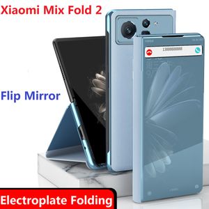 Custodie per placcatura per Xiaomi Mix Fold 2 Custodia Flip Book Magnetic Mirror Wallet Stand Smart Cover