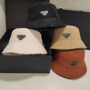 Dreieck Winter Damen Luxus Designer Geizige Krempe Hüte Kaschmir Eimer Hut Modische Wolle Metall Dreieck Herbst Fisherman Caps