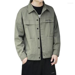 Men's Jackets 2022 Spring Men Casual Cargo Jacket Washed Pure Cotton Coats Army Green Bomber Male Military Streetwear Baseball Coat