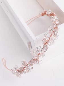 Nakrycia głowy Rose Gold Crystal Bridal Crown Elegancka Kobiet Sairpiece Tiara Wedding Headband Akcesoria do włosów na nakrycie głowy panny młodej