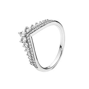 Autentisk Sterling Silver Princess Wish Stacking Rings Women Girls Wedding Jewelry With Original Box för Pandora CZ Diamond Engagement Present Ring Set