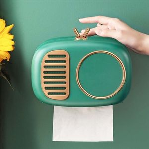 Toalettpappershållare Retro Radio Model Roll Holder Tissue Box Wall Mounted Waterproof Tray Tube Stand Case Badrum Produkt 220924