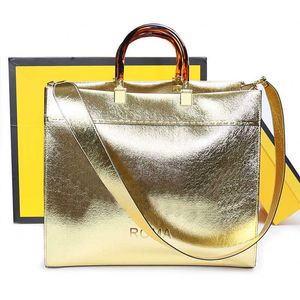 poşet çanta 35cm Yeni Sunshine Tote Çanta Sert Saplı Çanta Büyük Alışveriş Çantası Çanta Hakiki Deri Kadın Crossbody Omuz Çantaları Altın Donanım Moda