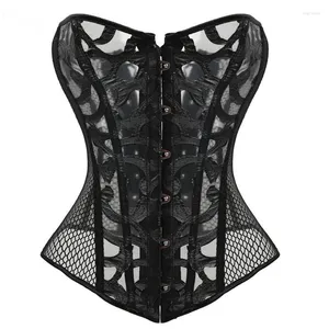 Bustiers Corsetsコルセットコルセレットセクシーなレースランジェリー女性ホローアウトコルセージオーバーバストブラックトップ