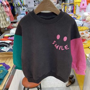 Kazak özgürce hareket ettiren kızlar kızlar sweatshirt o boyun moda çocukları s kıyafetleri patchwork uzun kollu sonbahar tişörtleri 220924