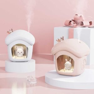 Humidifiers Dome Cameras 350ml Cute Cartoon Pet Air Humidifier USB Chargeable 2000mAh Battery Wireless Aromatherapy  Oil Diffuser with LED Lamp T220924