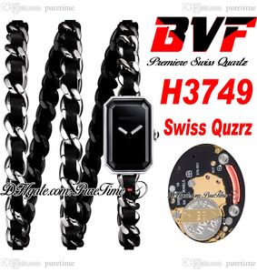 BVF Premiere H3749 Swiss Eta quartzo ladeise watch Rosck Pop Steel Case Black Dial Intelecten Leahter Strap Super Edition Womens Women