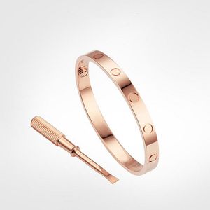 Guldpläterad armring Love Armband silver roséguld för kvinnor män Skruvmejsel Armband med väska 15-22cm