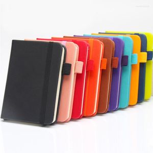 Mini Notebook Elastic Strap Diary Pocket Book Thick Leather Retro College Studenter Handwriting Word Memo Pads