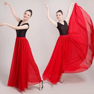Vestimenta de palco Espanhol Flamenco Dance Dress 9 Colors Women Gypsy Big Swing Skirts 360 540 720 Degree Dance Ballroom Chiffon Belly Vestidos