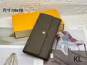 Klassiska kvinnliga plånböcker Luxurys Designers Purse Card Holder Folding Plånbok äkta läder Enkel blixtlåsmynt Long Purse med Box flera stilar