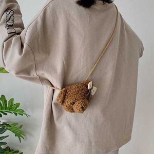 Backpacks Plush Bear Kids Messenger Bag Cute Children s Shoulder s Wallet Bow Child Crossbody Girls Fashion Handbag Purse 220924