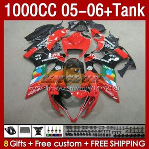 Einspritzung Jomo Red Stock Mold Verkleidungen Tank für Suzuki GSXR 1000 CC K5 GSX-R1000 05–06 Karosserie 157No.105 GSXR-1000 GSXR1000 2005 2006 GSX R1000 1000CC 05 06 OEM-Verkleidung